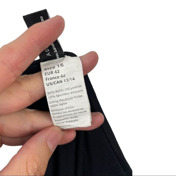 BAKU Australia Black Halter Ruched Tummy Chain Detail One Piece Swimsuit Size 14 - Picture 4 of 5